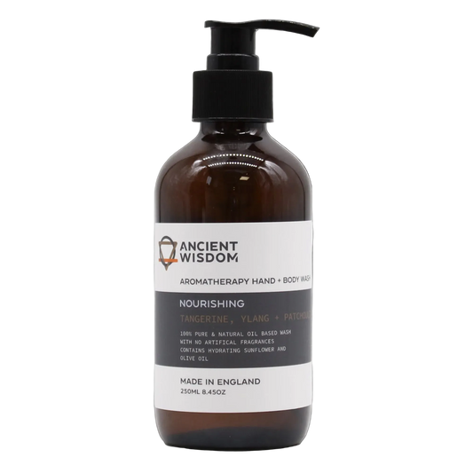 Aromaterapinis rankų ir kūno prausiklis – „Maitinantis“ (Mandarinas, Kvapioji Kananga, Pačiulis)