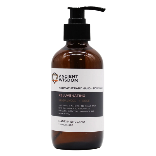 Aromaterapinis rankų ir kūno prausiklis – „Jauninamasis“ (Sandalmedis ir Rožė)